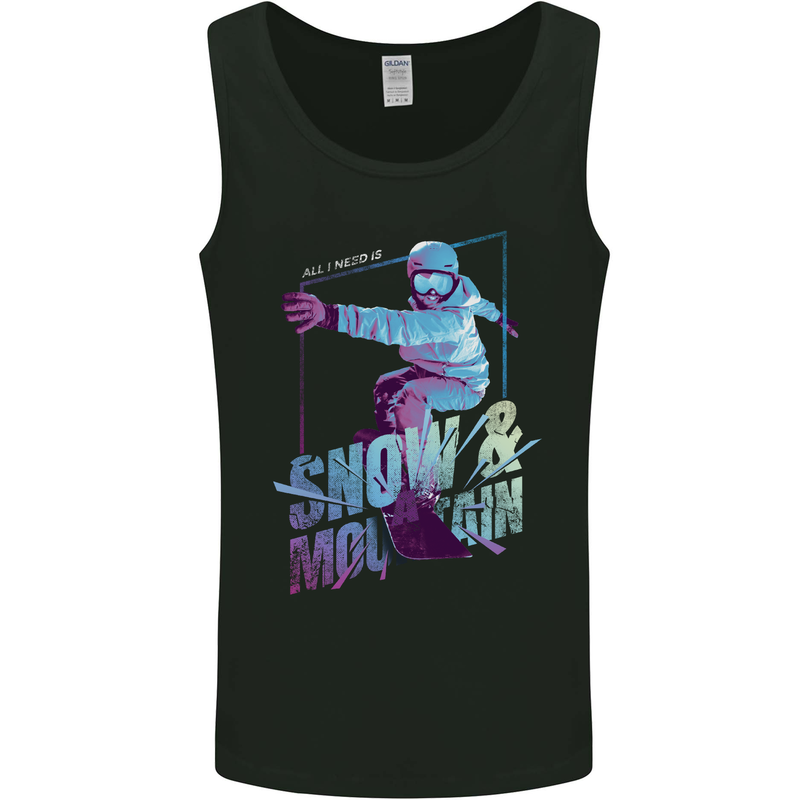 All I Need Is Snow and a Mountain Mens Vest Tank Top Black