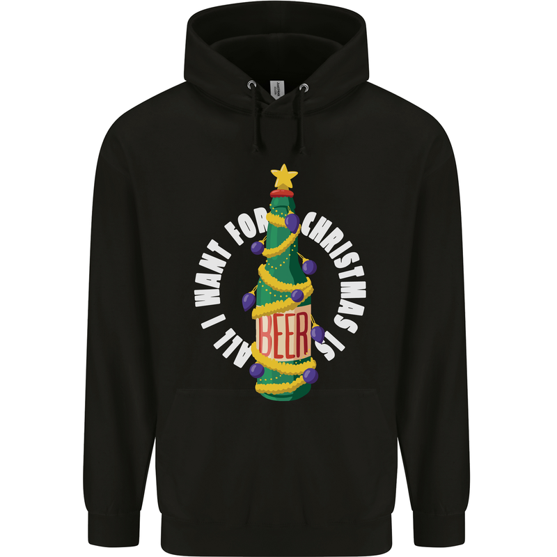 All I Want for Christmas Is Beer Childrens Kids Hoodie Black