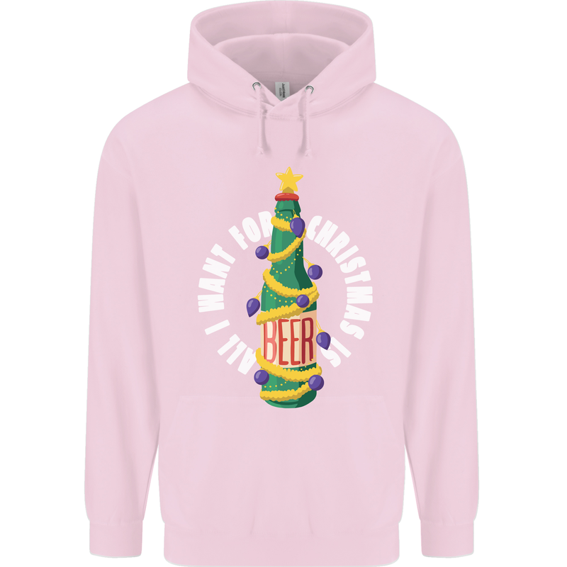 All I Want for Christmas Is Beer Childrens Kids Hoodie Light Pink