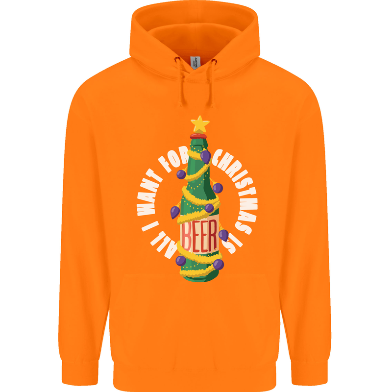All I Want for Christmas Is Beer Childrens Kids Hoodie Orange