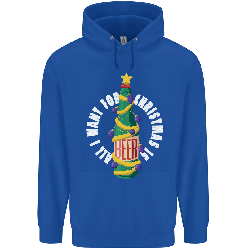 All I Want for Christmas Is Beer Childrens Kids Hoodie Royal Blue