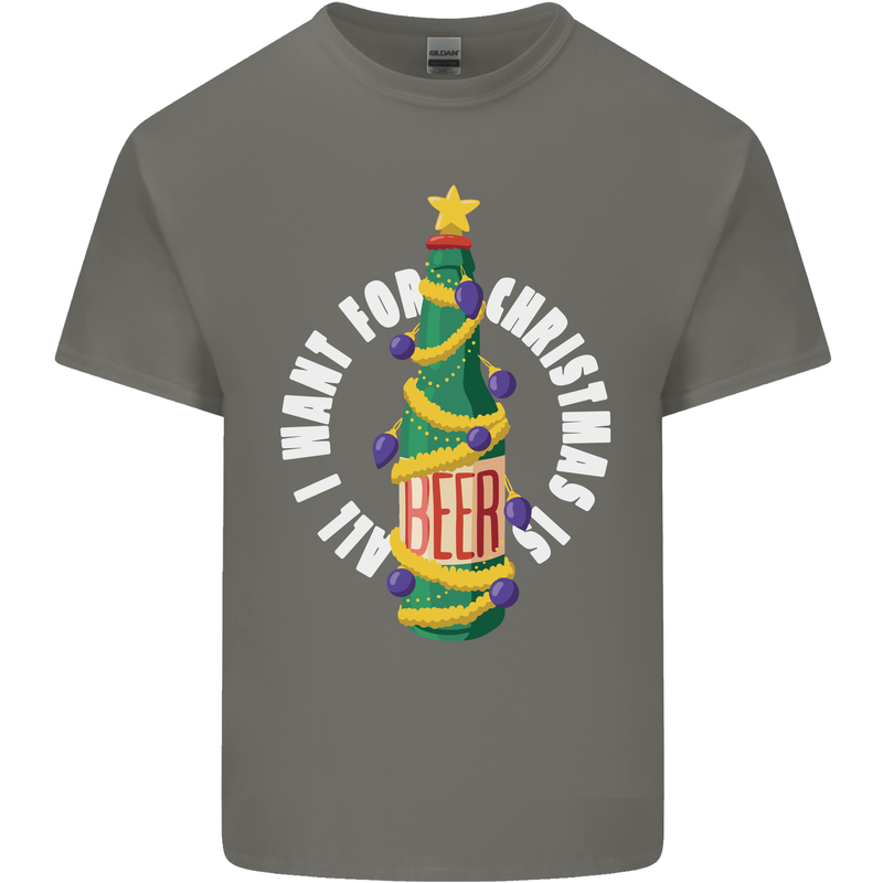 All I Want for Christmas Is Beer Kids T-Shirt Childrens Charcoal
