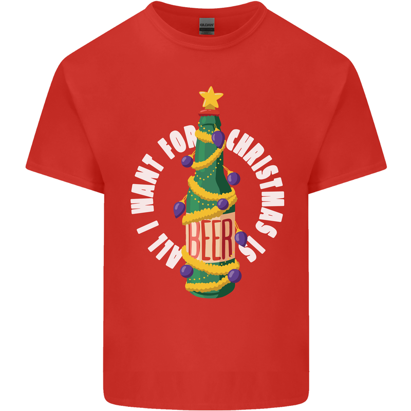 All I Want for Christmas Is Beer Kids T-Shirt Childrens Red