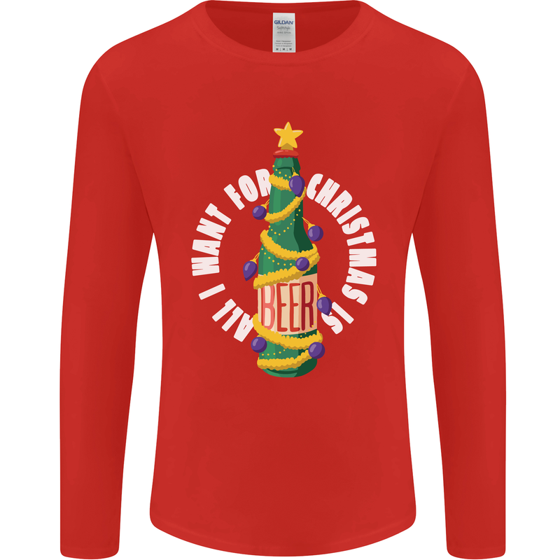 All I Want for Christmas Is Beer Mens Long Sleeve T-Shirt Red