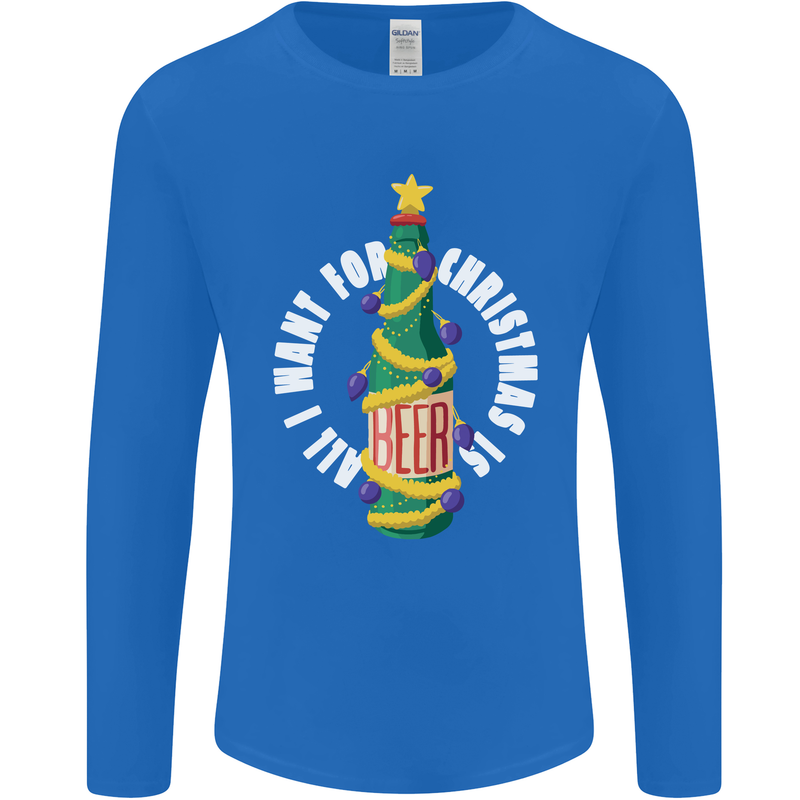 All I Want for Christmas Is Beer Mens Long Sleeve T-Shirt Royal Blue