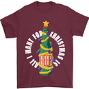 All I Want for Christmas Is Beer Mens T-Shirt Cotton Gildan Maroon
