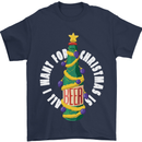 All I Want for Christmas Is Beer Mens T-Shirt Cotton Gildan Navy Blue