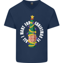 All I Want for Christmas Is Beer Mens V-Neck Cotton T-Shirt Navy Blue