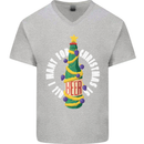 All I Want for Christmas Is Beer Mens V-Neck Cotton T-Shirt Sports Grey