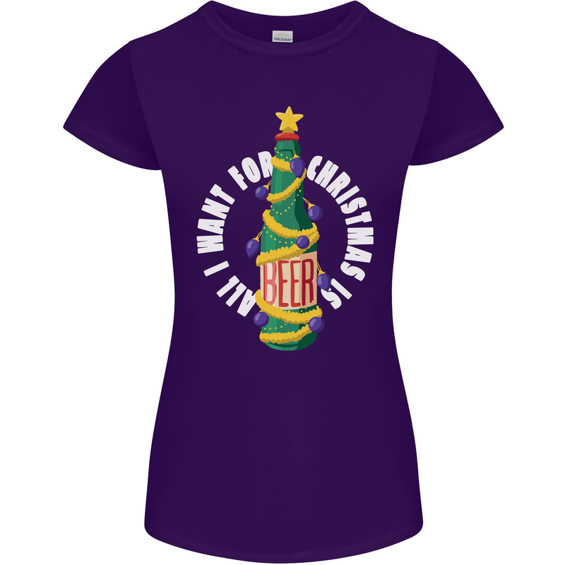 All I Want for Christmas Is Beer Womens Petite Cut T-Shirt Purple