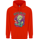 All Mad Here Alien Magic Mushrooms Childrens Kids Hoodie Bright Red