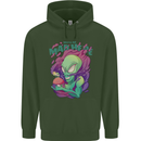 All Mad Here Alien Magic Mushrooms Childrens Kids Hoodie Forest Green