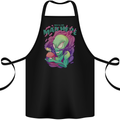 All Mad Here Alien Magic Mushrooms Cotton Apron 100% Organic Black