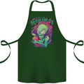 All Mad Here Alien Magic Mushrooms Cotton Apron 100% Organic Forest Green