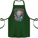 All Mad Here Alien Magic Mushrooms Cotton Apron 100% Organic Forest Green