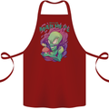 All Mad Here Alien Magic Mushrooms Cotton Apron 100% Organic Maroon