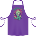 All Mad Here Alien Magic Mushrooms Cotton Apron 100% Organic Purple