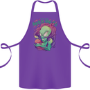 All Mad Here Alien Magic Mushrooms Cotton Apron 100% Organic Purple