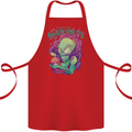 All Mad Here Alien Magic Mushrooms Cotton Apron 100% Organic Red