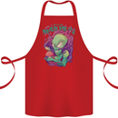 All Mad Here Alien Magic Mushrooms Cotton Apron 100% Organic Red