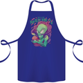 All Mad Here Alien Magic Mushrooms Cotton Apron 100% Organic Royal Blue