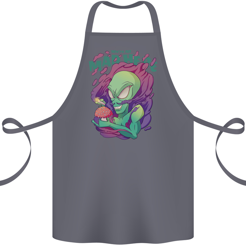 All Mad Here Alien Magic Mushrooms Cotton Apron 100% Organic Steel
