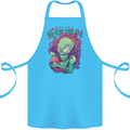 All Mad Here Alien Magic Mushrooms Cotton Apron 100% Organic Turquoise