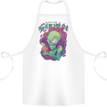 All Mad Here Alien Magic Mushrooms Cotton Apron 100% Organic White