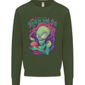 All Mad Here Alien Magic Mushrooms Kids Sweatshirt Jumper Forest Green
