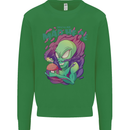All Mad Here Alien Magic Mushrooms Kids Sweatshirt Jumper Irish Green