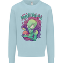 All Mad Here Alien Magic Mushrooms Kids Sweatshirt Jumper Light Blue