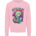 All Mad Here Alien Magic Mushrooms Kids Sweatshirt Jumper Light Pink