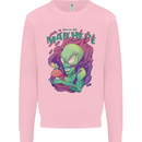 All Mad Here Alien Magic Mushrooms Kids Sweatshirt Jumper Light Pink