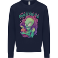 All Mad Here Alien Magic Mushrooms Kids Sweatshirt Jumper Navy Blue