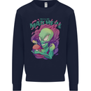 All Mad Here Alien Magic Mushrooms Kids Sweatshirt Jumper Navy Blue