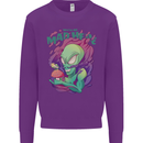 All Mad Here Alien Magic Mushrooms Kids Sweatshirt Jumper Purple