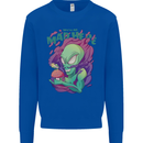 All Mad Here Alien Magic Mushrooms Kids Sweatshirt Jumper Royal Blue