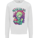 All Mad Here Alien Magic Mushrooms Kids Sweatshirt Jumper White