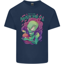 All Mad Here Alien Magic Mushrooms Kids T-Shirt Childrens Navy Blue