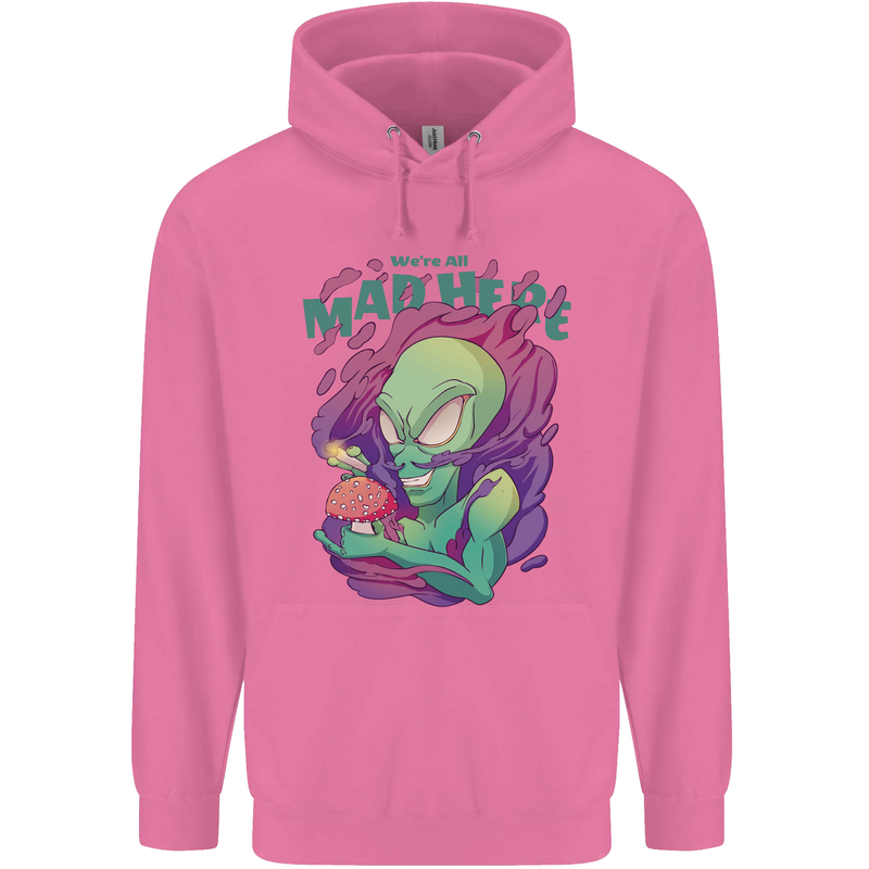 All Mad Here Alien Magic Mushrooms Mens 80% Cotton Hoodie Azelea