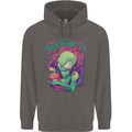 All Mad Here Alien Magic Mushrooms Mens 80% Cotton Hoodie Charcoal
