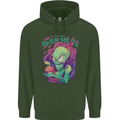 All Mad Here Alien Magic Mushrooms Mens 80% Cotton Hoodie Forest Green