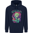 All Mad Here Alien Magic Mushrooms Mens 80% Cotton Hoodie Navy Blue