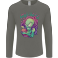 All Mad Here Alien Magic Mushrooms Mens Long Sleeve T-Shirt Charcoal