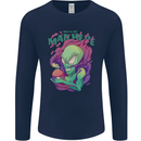 All Mad Here Alien Magic Mushrooms Mens Long Sleeve T-Shirt Navy Blue