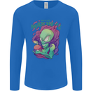 All Mad Here Alien Magic Mushrooms Mens Long Sleeve T-Shirt Royal Blue