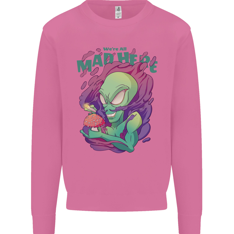 All Mad Here Alien Magic Mushrooms Mens Sweatshirt Jumper Azalea
