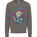 All Mad Here Alien Magic Mushrooms Mens Sweatshirt Jumper Charcoal