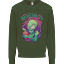 All Mad Here Alien Magic Mushrooms Mens Sweatshirt Jumper Forest Green
