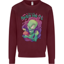 All Mad Here Alien Magic Mushrooms Mens Sweatshirt Jumper Maroon